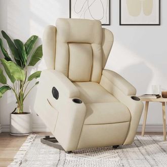 vidaXL Sill&oacute;n El&eacute;ctrico Reclinable Elevable De Tela Color Crema Vidaxl