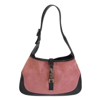 Gucci Pre-owned Shoulder Bags, female, Pink, Size: ONE SIZE Pre-owned Jackie Velvet Leather 2way Bag