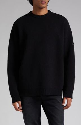 Balenciaga Oversize Double Face Wool Blend Crewneck Sweater in Black at Nordstrom, Size X-Large