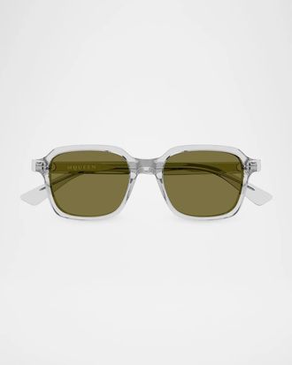 Alexander McQueen Men & apos;s AM0571S Signature Essential Recycled Acetate Square Sunglasses