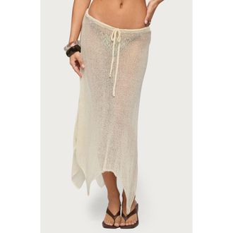 Edikted Isla Sheer Knit Cover-Up Skirt in Beige at Nordstrom, Size X-Small