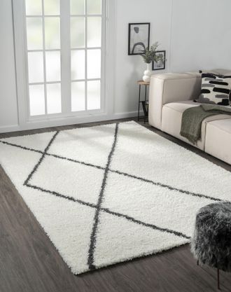 My Flair Hochflor-Teppich »My Shaggy Raute« rechteckig 37 mm Höhe Shaggy, Scandi Rauten Design, leicht glänzend, extra flauschig