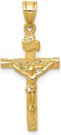 Diamond2Deal 14k Yellow Gold INRI Crucifix Charm Pendant