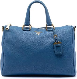Prada Pre-owned Tote Bags, female, Blue, Size: ONE SIZE Pre-owned Leather Top Handle Bag