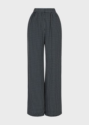 Emporio Armani Womens Wide Leg Trousers in Black/White Textile - Size 12 UK