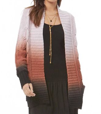 Young Fabulous & Broke Jimmy Cable Cardigan In Antique Violet Ombre