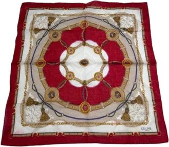 Celine Pre-owned Scarves, female, Red, Size: ONE SIZE Pre-owned Vintage Silk Scarf