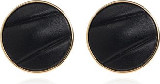 Chlo&eacute; Pleats Ronde Clip-On Oorbellen - Dames - Oorbellen - Zwart - ONE Size - Leer - Accessoires