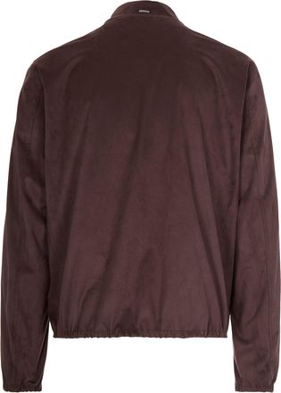 Herno Mens Suede-Effect Jacket Dark Brown Main Fabric: Polyester