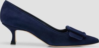 Manolo Blahnik Maysale Suede Buckle Pumps