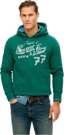 Superdry Script Sweat - Heren - Hoodies - Groen - M - Katoen - Hoodies & sweatvesten