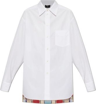 Etro Shirt van gecombineerde stoffen - Dames - Overhemden - Wit - XS - Katoen - Overhemden