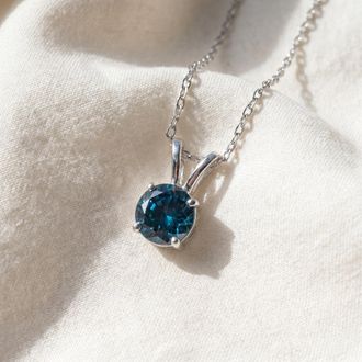 Pompeii3 1/2ct Blue Diamond Solitaire 14K White Gold Pendant