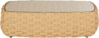 Maisons du monde Mesa de centro de jardín de resina beige y vidrio templado, 118 cm