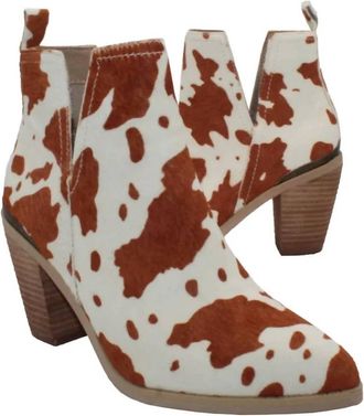 Volatile Womens Mumba Cowhide Bootie In Tan/white