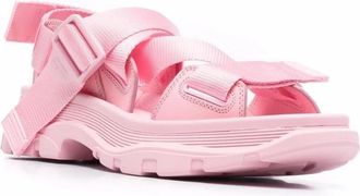 Alexander McQueen Stijlvolle platte sandalen voor vrouwen - Dames - Sandalen - Roze - 38 EU - Leer - Schoenen