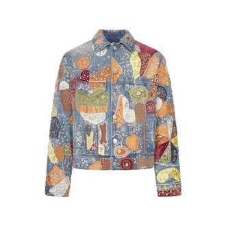 Amiri Embroidered Crystal-embellished Denim Jacket