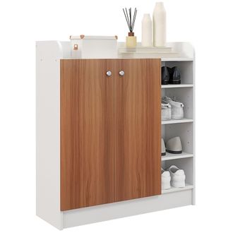 OEM Armario Zapatero Moderno Con 2 Puertas Estantes Ajustables Para 12 Pares De Zapatos Para Pasillo 83x30x90 Cm Natural
