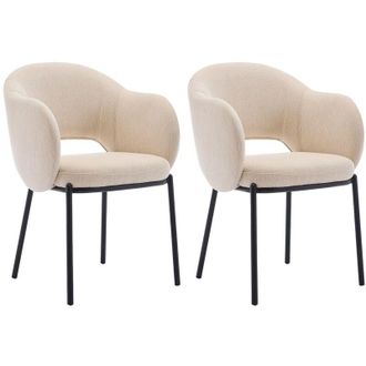 Vente-Unique Vente-unique - Sedia con braccioli in Tessuto testurizzato e Metallo Nero Beige - Lotto di 2 - acacilio