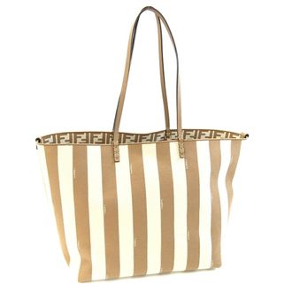 Fendi Zucca Beige Light Brown Fabric Leather Tote Bag (Pre-Owned)