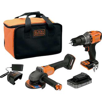 Black+Decker Trapano + smerigliatrice 18v brushless, batteria 2,5 ah