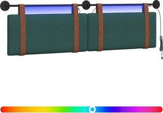 vidaXL Cabecero Colgante Con Luz Led Verde Oscuro Pu Antiguo Vidaxl