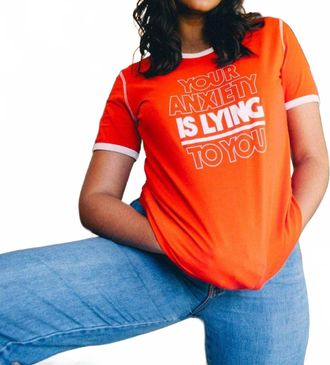The Bee & The Fox Anxiety Lies Graphic Tee In Orange
