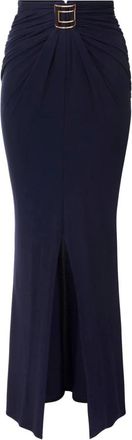 Elisabetta Franchi Rokken, Dames, Blauw, XS, Spandex, Cr&ecirc;pe Jersey Rok met Juwelen Logo