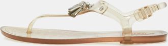 Tod's Tods Transparent Rubber Tassel Bow Flat Thong Sandals