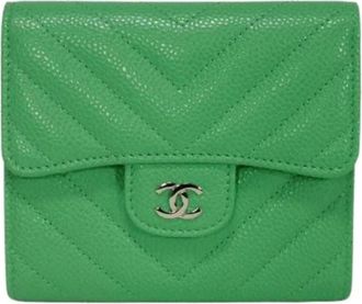 Chanel Pre-owned Portemonnee (tri-fold) - Dames - Vintage Accessoires - Groen - ONE Size - Vintage