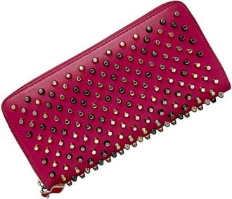 Christian Louboutin Pink Leather Long Wallet (Bi-Fold) (Pre-Owned)