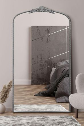 MirrorOutlet Silver Metal Framed Arched Wall Mirror 68 X 38 (174CM X 96CM) | Size: 1 Pack
