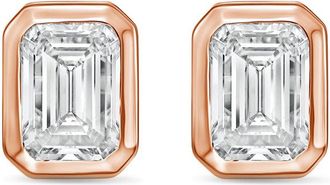 Diana M. Jewels 14Kt Rose Gold 1.50 cts Lab Grown Emerald Diamond Bezel Studs