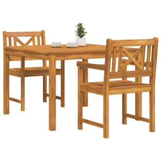Berkfield Home Durable 3 Piece Garden Dining Set Solid Wood Acacia in Brown