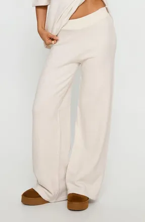 Princess Polly Bekki Wide Leg Sweater Pants in Oat at Nordstrom, Size 10