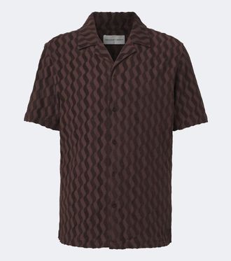 Frescobol Carioca Terry-trimmed cotton-blend bowling shirt