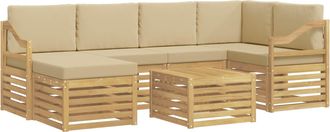 vidaXL Conjunto De Sof&aacute;s De Exterior 7 Uds. Y Beige Poli&eacute;ster Vidaxl