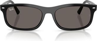 Ray-Ban Rectangular Sunglasses in Black/dark Grey at Nordstrom