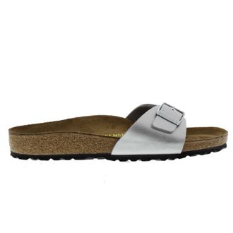 Birkenstock Madrid Patent Shiny Birko-Flor Womens Sandals - Silver - Size:UK 8