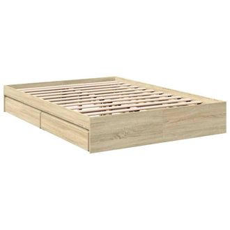 Berkfield Home Modern Bed Frame with Drawers without Mattress Sonoma Oak 120x200 cm in Light Tan | Size: Small Double