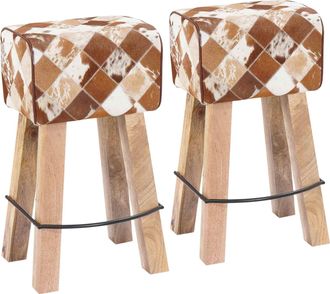 vidaXL Sgabello Da Bar 2 Pz Marrone Patchwork 44 X 33 X 74 Cm Vidaxl