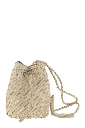 Dragon Diffusion Pompom Double Jump - Bucket Bag With Woven Leather
