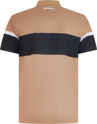 HUGO BOSS Mens Short-Sleeve Polo Shirt Beige Technical Fabric Medium Polyester T-shirts And Polos