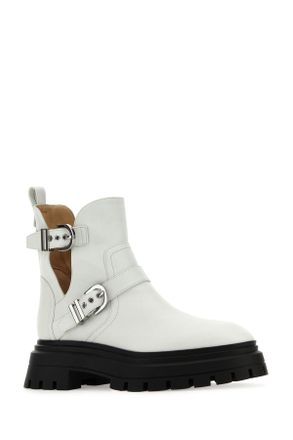 Stuart Weitzman Sf018 Wht White Leather - Sole: Rubber Stivali / Boot