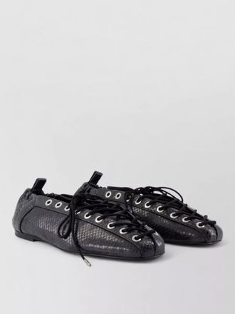 Ganni eyelet lace up snake loafers ballerinas