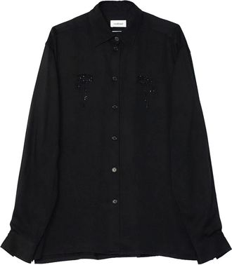 Soulland Carl Long-Sleeve Shirt - Dames - Blouses & Shirts - Zwart - Maat: Xs/S Viscose