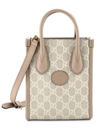 Gucci Interlocking G Patch Tote GG Coated Canvas Mini satchel - Toni neutri
