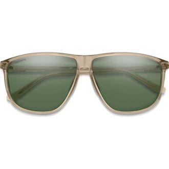 Smith Mono Lake 63m Oversize ChromaPop Polarized Round Sunglasses in Summit Crystal /Gray Green at Nordstrom
