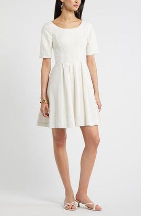 Nordstrom Scoop Neck Linen Blend Dress in Ivory Tofu at Nordstrom, Size Xx-Small