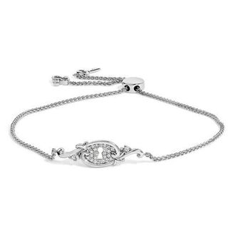 House of Brilliance Sterling Silver 1/10 Cttw Diamond Keyhole Charm Bolo Bracelet at Nordstrom